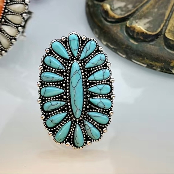 Adjustable Turquoise Statement Ring - Picture 5 of 5